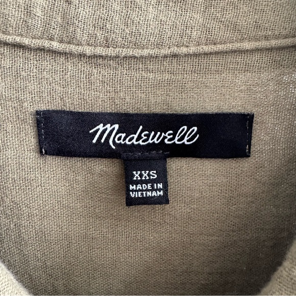 Madewell Lightspun Beachside Dolman Shirt Distant Surplus Green Boxy Crop Top - Picture 9 of 11